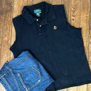 Ralph Lauren women’s Y2K sleeveless black polo very good worn condition size xl